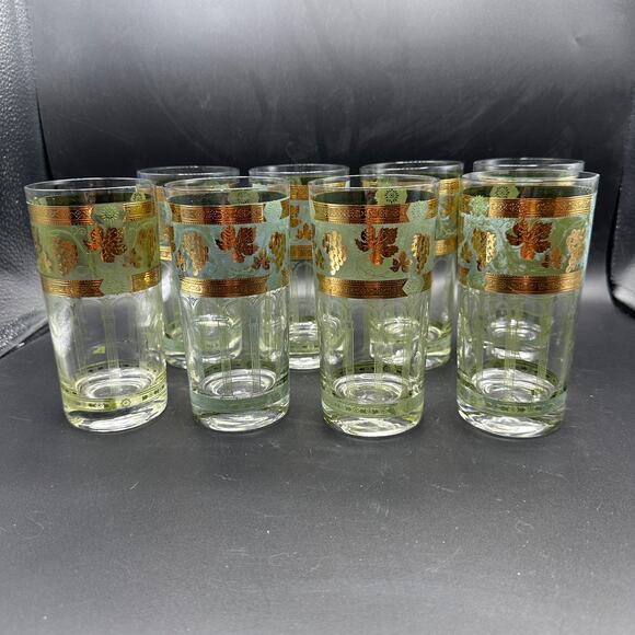 Vintage Cera Golden Grapes Highball Glasses Tumbler Tom Collins Set of 8 - Picture 2 of 8